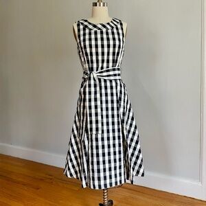 B&W Y2K Taffeta Checkered Tea-Length Dress | Sz 6
